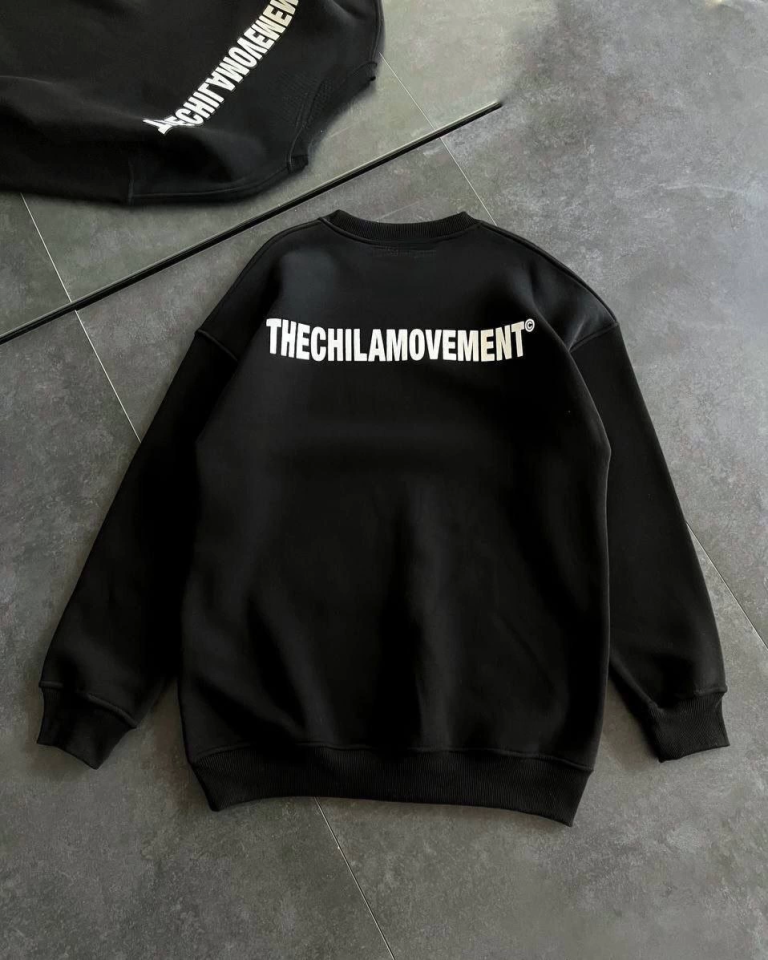 Kışlık Bisiklet Yaka Oversize Baskılı SweatShirt - Siyah Kışlık Bisiklet Yaka Oversize Baskılı SweatShirt - Siyah