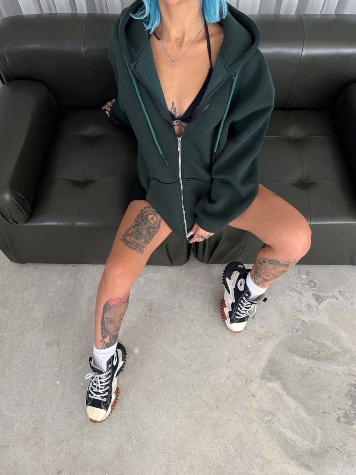 Oversize Tam Fermuarlı Uzun Kol Hırka - Haki Oversize Tam Fermuarlı Uzun Kol Hırka - Haki