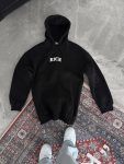 Uzun Kol Kapşonlu Göğüs Baskılı SweatShirt – Siyah