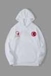10 Kasıma Özel Üç İplik Kapşonlu Baskılı SweatShirt – Beyaz