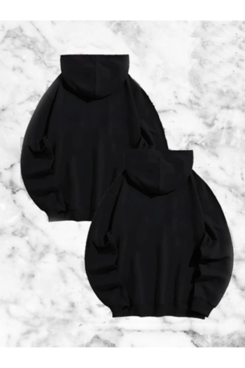 Örümcek Baskılı Sevgili Çift Kombini Kapüşonlu Sweatshirt - Hodie - Siyah