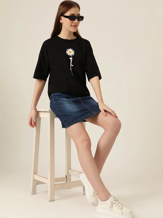 Baskılı T-shirt - Siyah Baskılı T-shirt - Siyah