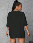 Baskılı Oversize T-shirt – Siyah