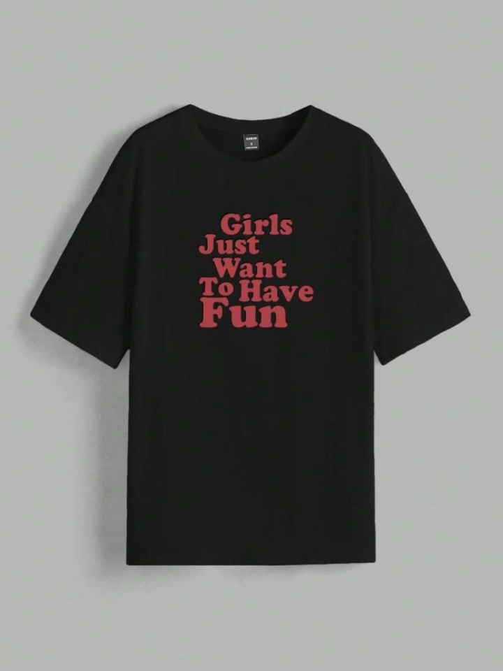 Baskılı Oversize T-shirt - Siyah Baskılı Oversize T-shirt - Siyah