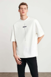 Unisex Baskılı Oversize T-Shirt – Beyaz