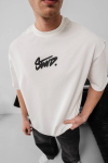 Erkek Baskılı Oversize T-shirt – Beyaz