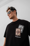 Erkek Baskılı Oversize T-shirt – Siyah