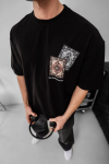 Erkek Baskılı Oversize T-shirt – Siyah