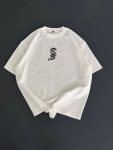 Baskılı Oversize Bisiklet Yaka T-shirt – Beyaz