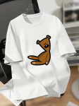 Baskılı Oversize Bisiklet Yaka T-shirt – Beyaz