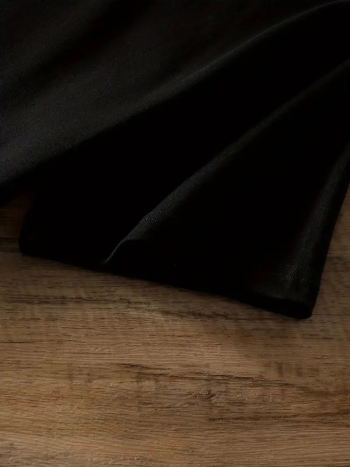 Baskılı Oversize Bisiklet Yaka T-shirt - Siyah