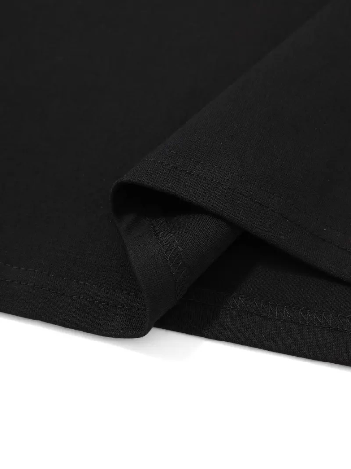 Baskılı Oversize Bisiklet Yaka T-shirt - Siyah Baskılı Oversize Bisiklet Yaka T-shirt - Siyah