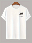 Baskılı Oversize Bisiklet Yaka T-shirt – Beyaz