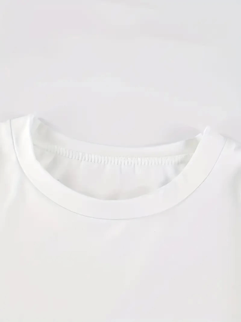 Baskılı Oversize Bisiklet Yaka T-shirt - Beyaz