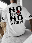 Baskılı Oversize Bisiklet Yaka T-shirt – Beyaz