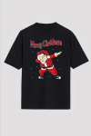 Merry Christmas Baskılı Noel Babalı T-shirt – Siyah