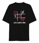 Sevgililer Günü İçin Özel Tasarım Love Always Wıns Baskılı T-shirt – Siyah