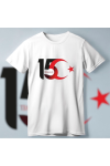 15 Temmuza Özel Tasarım Ay Yıldız Baskılı T-shirt – Beyaz