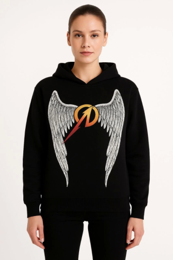 Metallica İki İplik Kapüşonlu Ön Ve Arka Baskılı Hoodie - Siyah