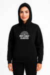 Üç İplik Kapüşonlu Ön Ve Arka Baskılı SweatShirt Hoodie – Siyah