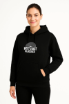 Üç İplik Kapüşonlu Ön Ve Arka Baskılı SweatShirt Hoodie – Siyah