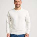 Erkek Üç İplik Düz Bisiklet Yaka SweatShirt – Beyaz