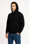 Erkek Üç İplik Kapüşonlu Kanguru Cepli SweatShirt Hoodie – Siyah