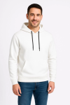 Erkek Üç İplik Kapüşonlu Kanguru Cepli SweatShirt Hoodie – Beyaz