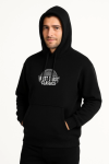 Erkek Üç İplik Kapüşonlu Ön Ve Arka Baskılı SweatShirt Hoodie – Siyah