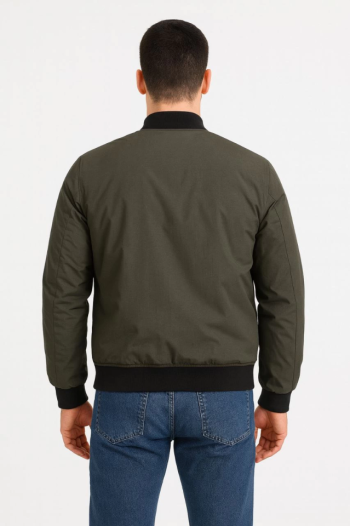 Erkek Içi Astarlı Fermuarlı Bomber Mont Ceket - Haki