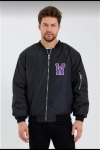 Unisex Uzun Kol Baskılı Bomber Ceket – Siyah