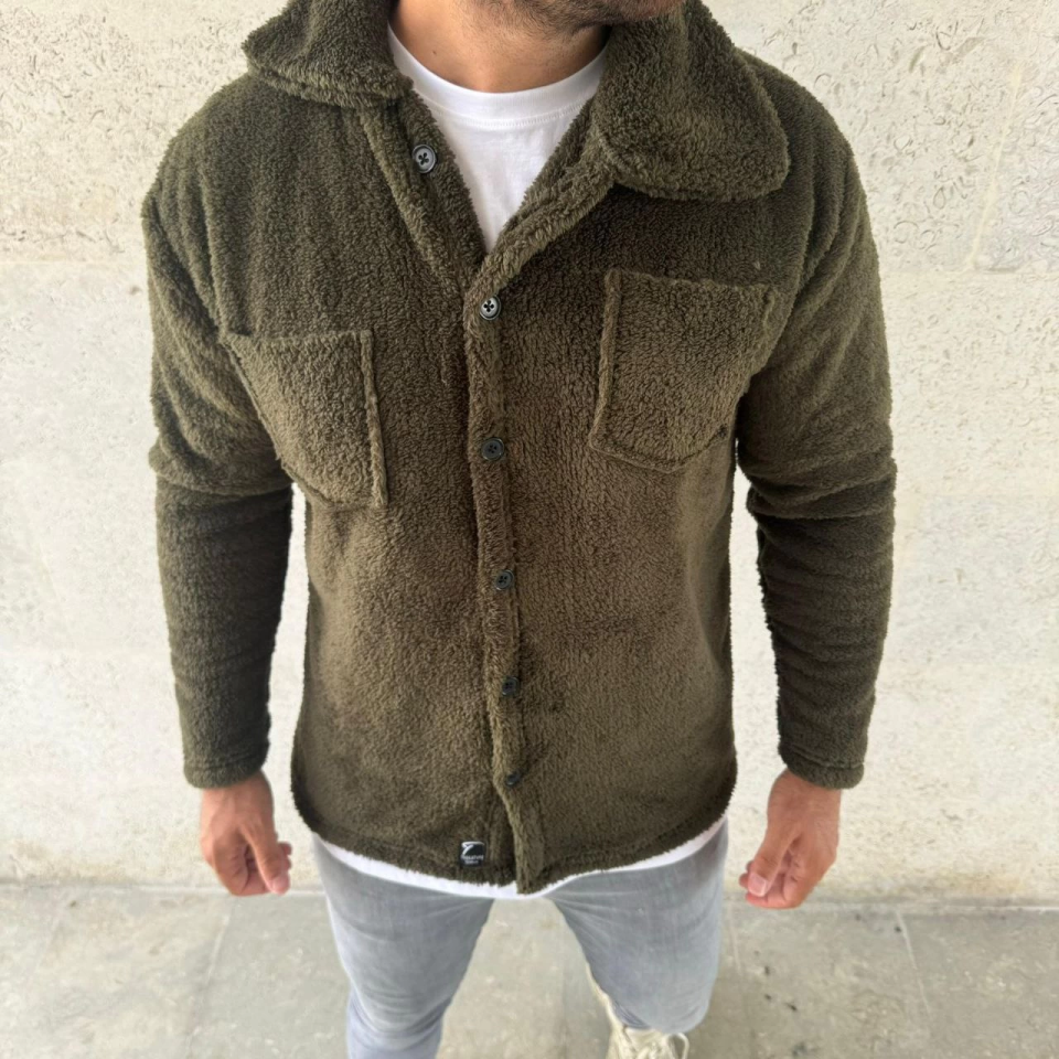 Erkek Pelüş Polar Hırka Gömlek – Yakalı Erkek Pelüş Polar Hırka Gömlek – Yakalı