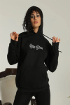 Oversize Üç İplik Kapüşonlu Sweatshirt – Siyah “Other Lives” Ön Ve Arka Baskılı