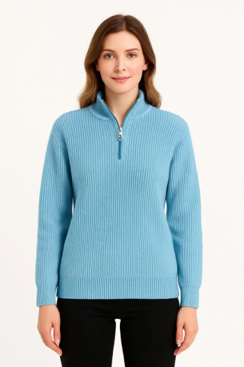 KADIN Yarım Fermuarlı Triko Kazak – Selanik Örgü