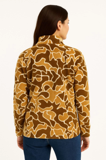 KADIN Yarım Fermuarlı Desenli Polar Sweat Yakalı