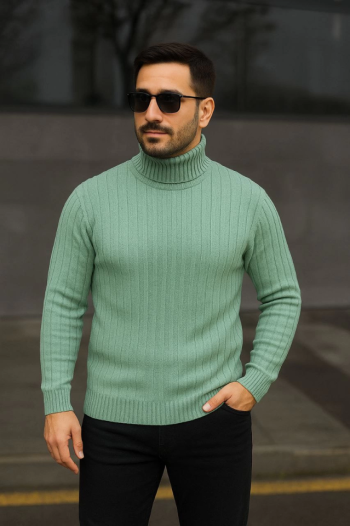 Regular Fit Uzun Kollu Kışlık Model - Mint Yeşili