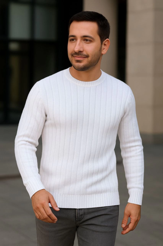 Regular Fit Uzun Kollu Kışlık Model - Beyaz Regular Fit Uzun Kollu Kışlık Model - Beyaz