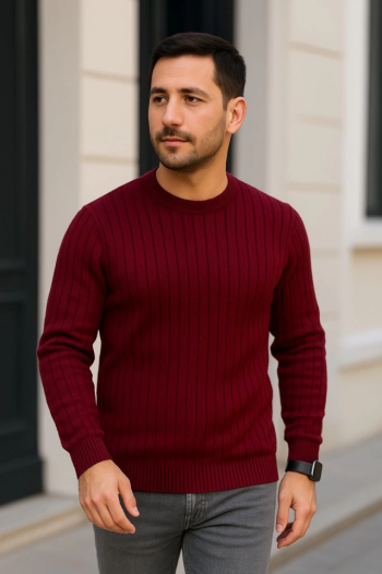 Regular Fit Uzun Kollu Kışlık Model - Bordo