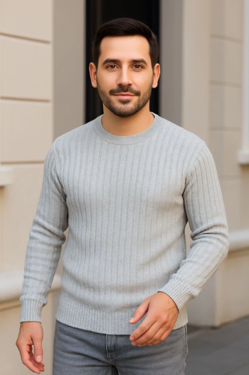 Regular Fit Uzun Kollu Kışlık Model - Gri