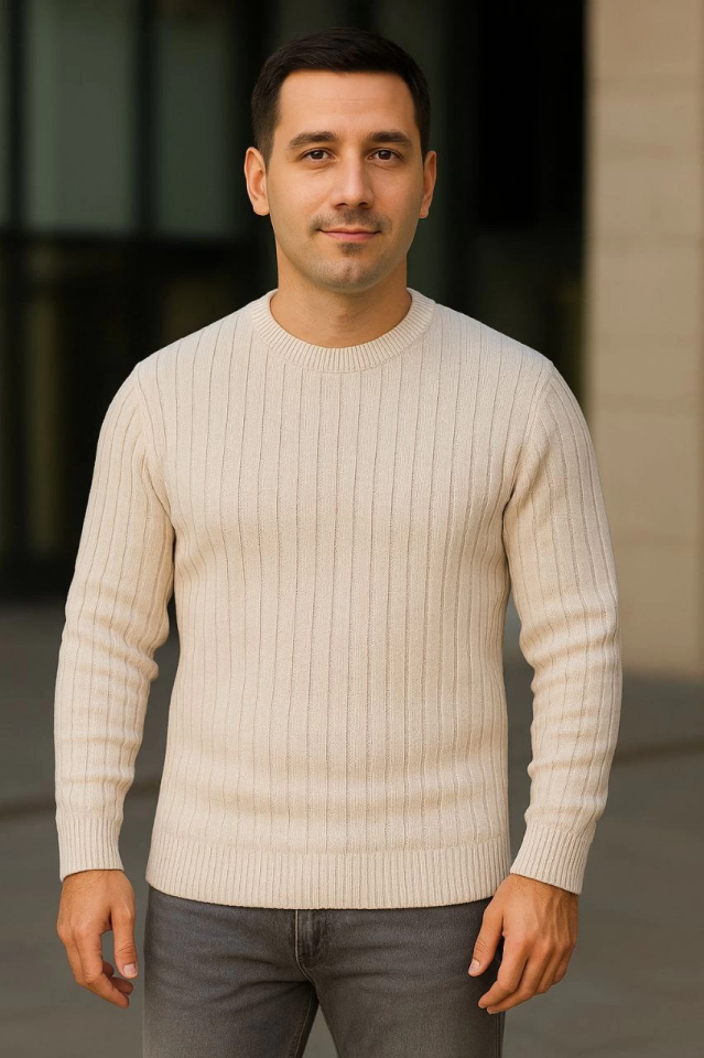 Erkek Bisiklet Yuvarlak Yaka Triko Kazak Pamuklu Kalın Fitilli Dokuma Erkek Bisiklet Yuvarlak Yaka Triko Kazak Pamuklu Kalın Fitilli Dokuma