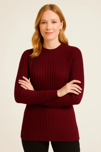 Regular Fit Uzun Kollu Kışlık Model - Bordo