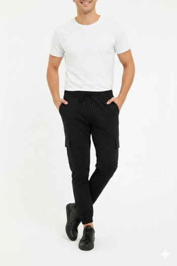 Erkek Siyah Jogger Eşofman Altı Rahat Kalıp