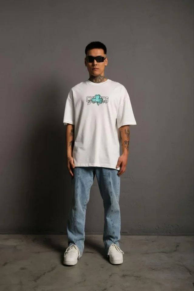 Erkek Sırt Baskılı T-shirt - Beyaz Erkek Sırt Baskılı T-shirt - Beyaz