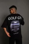 Erkek Oversize Baskılı Tişört – Golf GTI Retro Araba Desenli