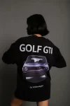 Oversize Baskılı Tişört – Golf GTI Retro Araba Desenli