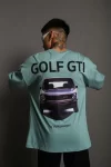 Erkek Oversize Baskılı Tişört – Golf GTI Retro Araba Desenli