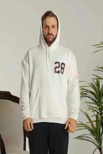 Erkek Oversize Üç İplik Kapüşonlu Sweatshirt –Sırt Ve Ön Baskılı