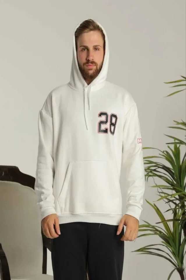 Erkek Oversize Üç İplik Kapüşonlu Sweatshirt –Sırt Ve Ön Baskılı Erkek Oversize Üç İplik Kapüşonlu Sweatshirt –Sırt Ve Ön Baskılı