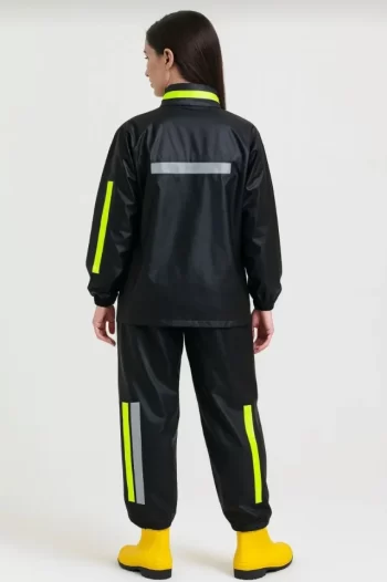 Premium Motorcu Kurye Yağmurluk Takım Su Geçirmez PVC Kumaş Reflektörlü TÜBİTAK Onaylı - Siyah