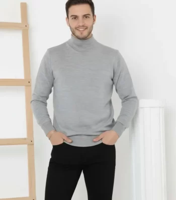 Erkek Yarım Boğaz Triko Kazak Yumuşak Dokulu Pamuklu Ince Dokuma